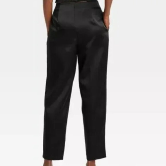 NWT Super-High Rise Tapered Ankle Tailored Satin Pants size 14 - Picture 2 of 7